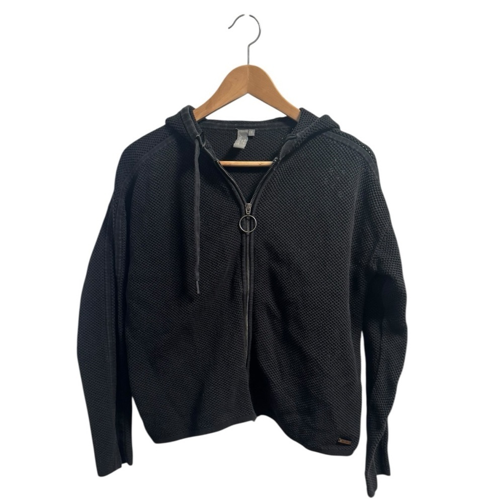Sweaty Betty Black Textured Zip Hoodie Size Small